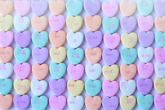 Candy hearts of all colours