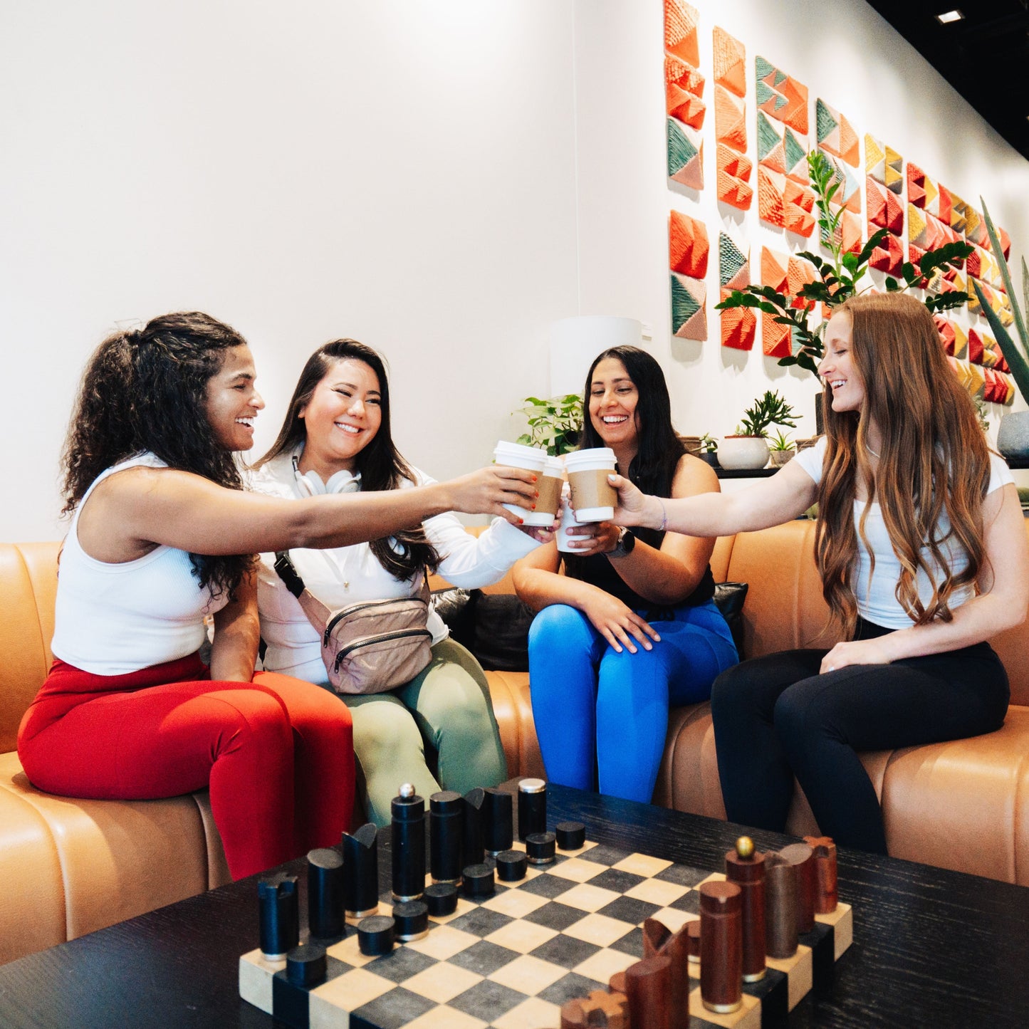 Models wearing leggings for use in active lifestyles as well as casual living.