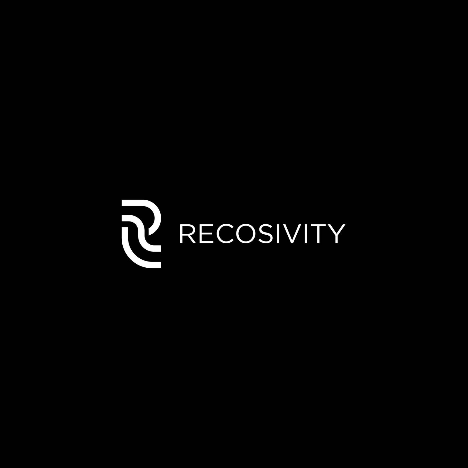 R shaped logo with brand name RECOSIVITY